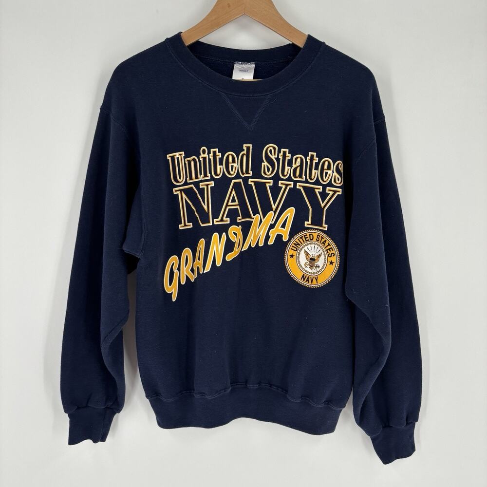 Vintage US Navy Grandma Sweatshirt Women’s Blue Sz Small S Soffe Sweats USA